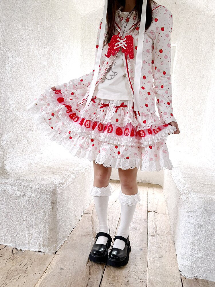 Cake Print Lace Bow Short Skirt【s0000018539】
