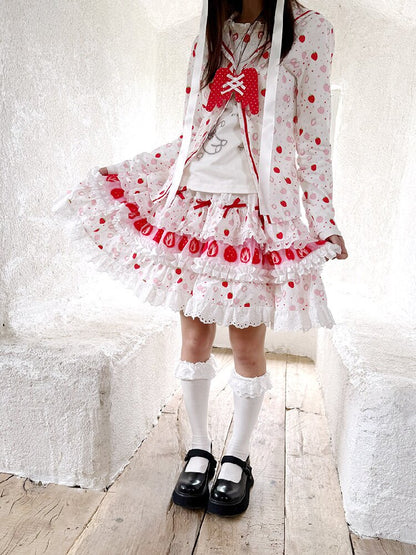 Cake Print Lace Bow Short Skirt【s0000018539】