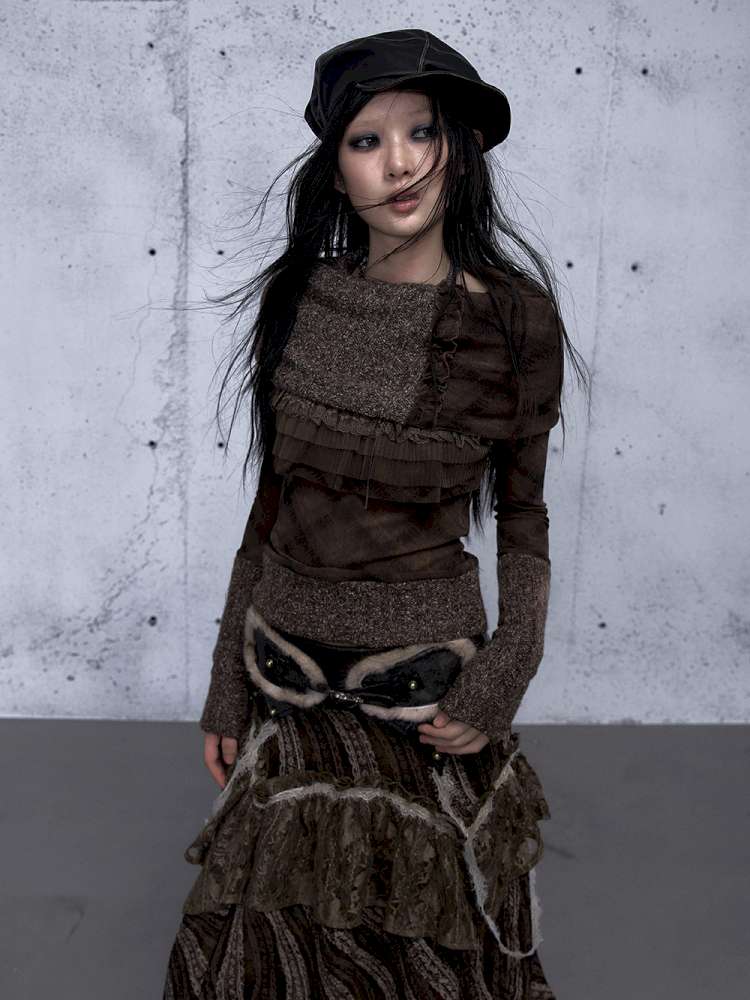 Vintage Punk Scarf Wool Knit Layer【s0000014923】