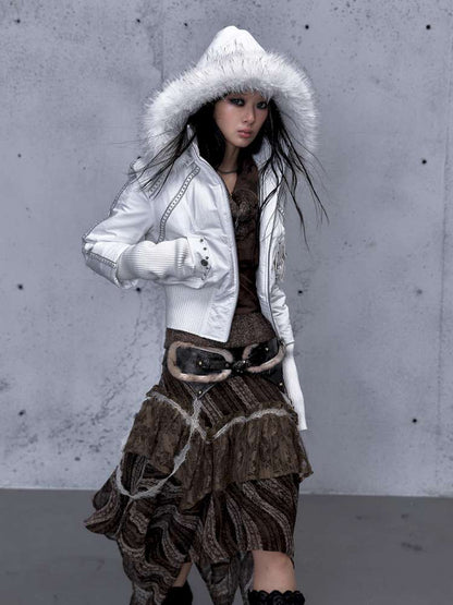 Street Punk Fur Hooded Padded Jacket【s0000014922】