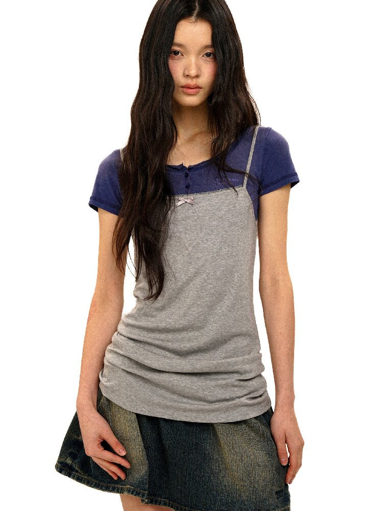 Tencel Wool Bow Strap Basic Top【s0000017924】