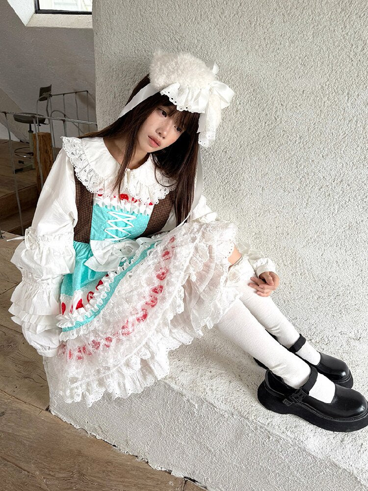 Polka Dot Floral Bow Tank Dress【s0000018543】