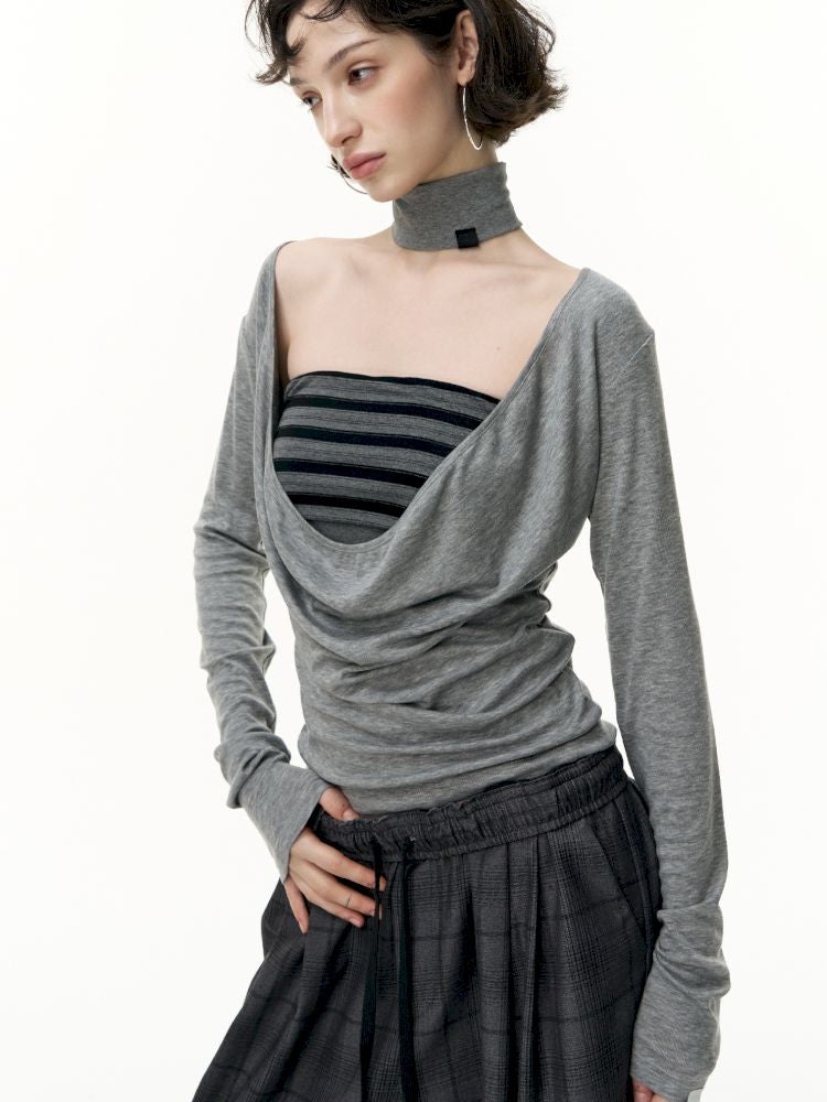 Striped bustier short skirt suit【s0000013740】