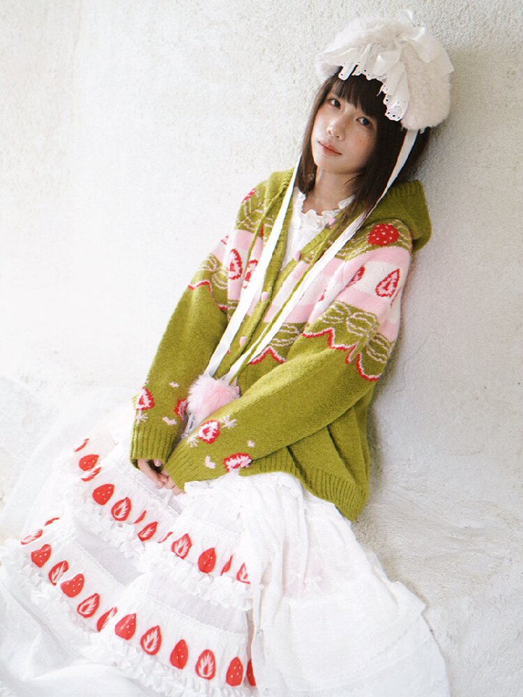 Cake Print Cut-Out Lace Bow Skirt【s0000018542】