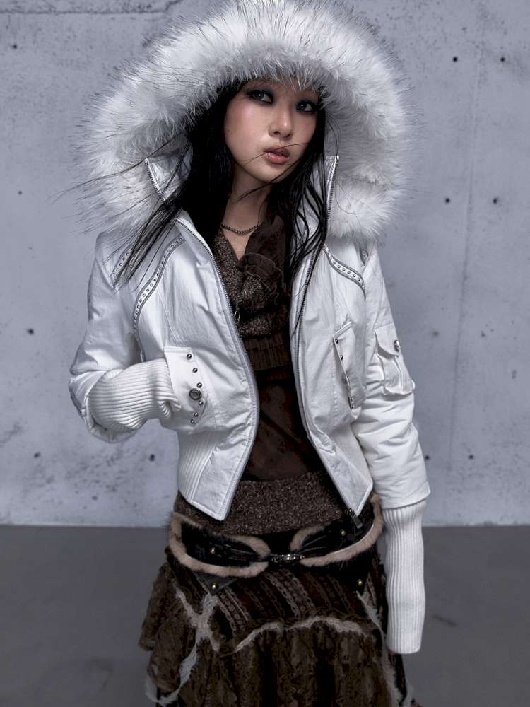 Street Punk Fur Hooded Padded Jacket【s0000014922】