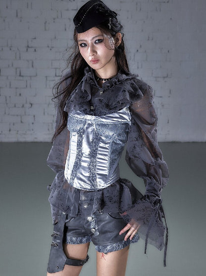 Lace Satin Fake Two Corset【s0000015936】