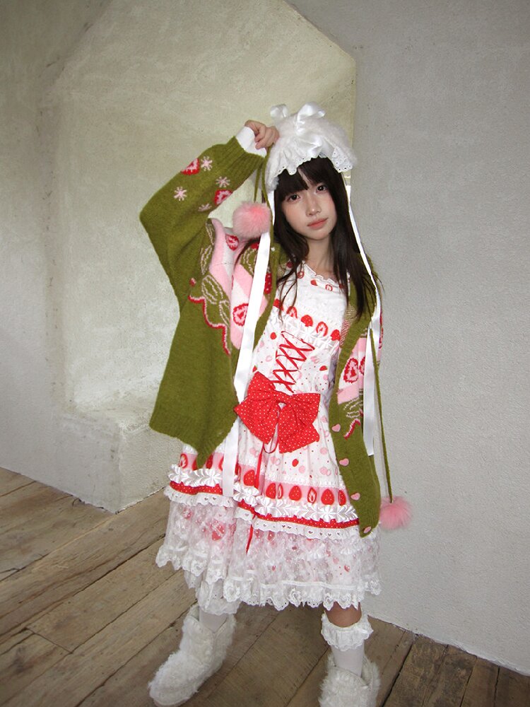 Strawberry Matcha Fair Isle Cardigan【s0000018535】