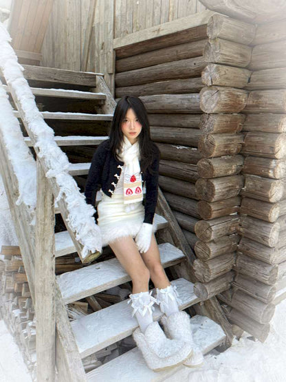 Strawberry Cake Jacquard Knit Scarf【s0000014943】