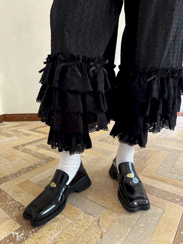 Cute bubble multi-layered lace bows pants【s0000012765】