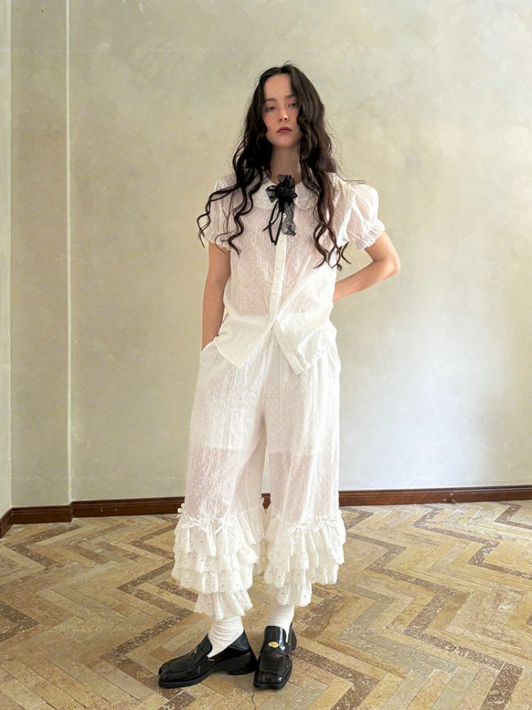 Cute bubble multi-layered lace bows pants【s0000012765】