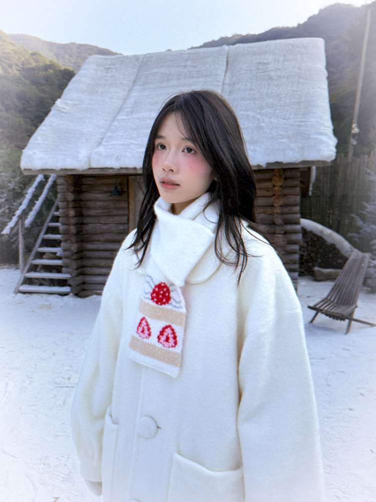 Strawberry Cake Jacquard Knit Scarf【s0000014943】