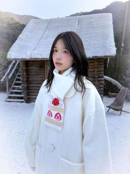 Strawberry Cake Jacquard Knit Scarf【s0000014943】