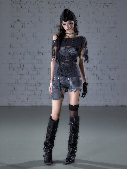 Lace Detachable Leather Shorts【s0000016210】