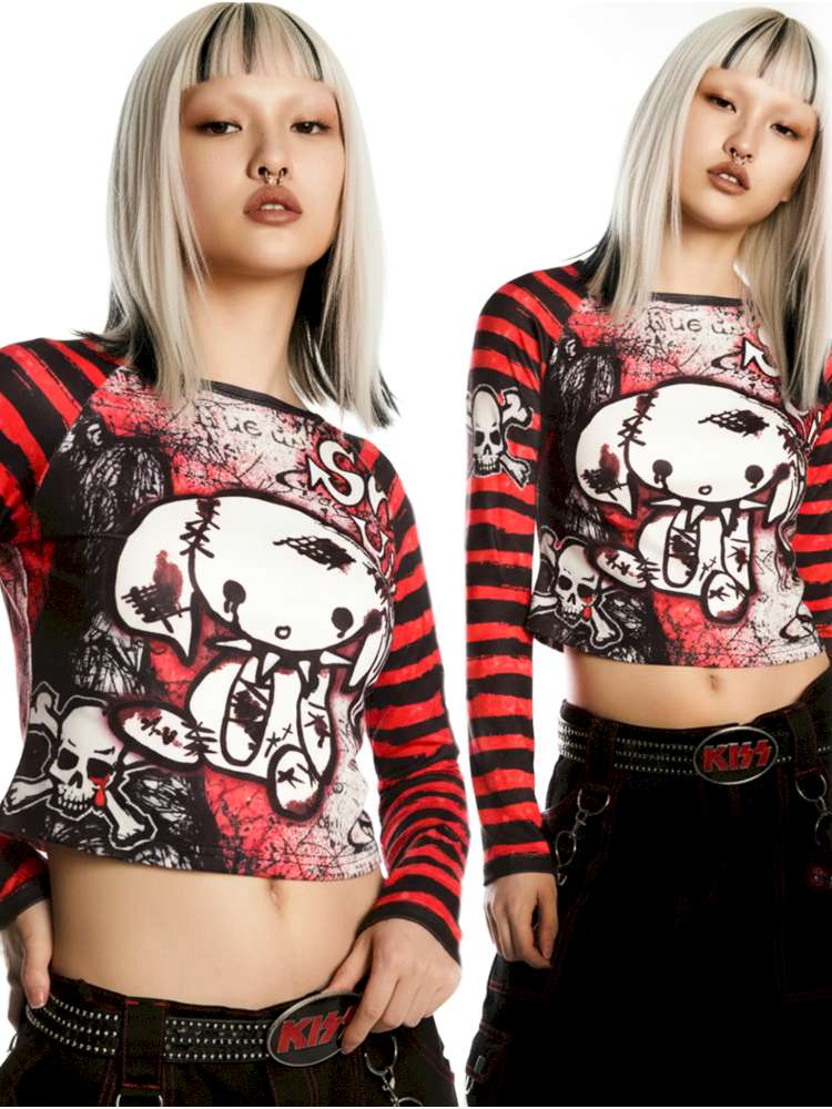 Sweet Cool Y2K Subculture Print Short Top【s0000014907】