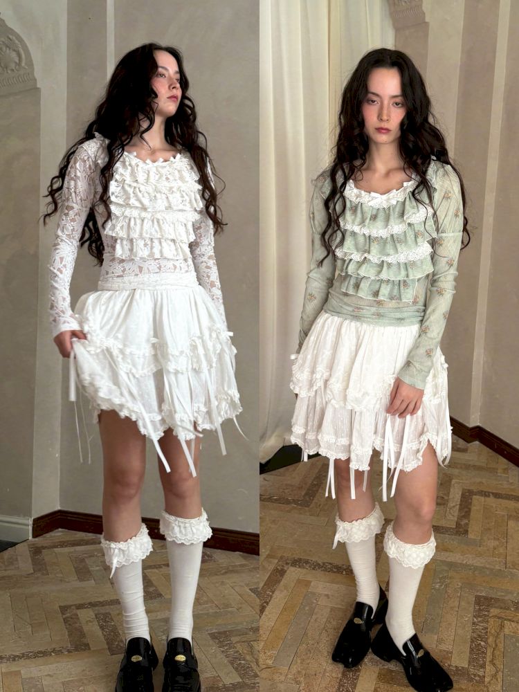 Double-layer bow-tie short skirt【s0000012764】