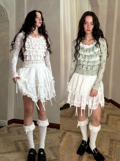 Double-layer bow-tie short skirt【s0000012764】