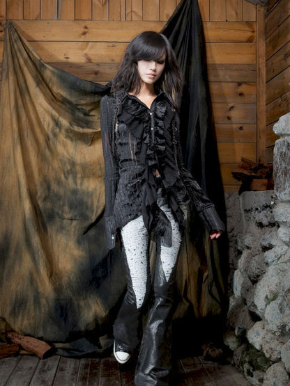 Ruffled Asymmetric Cardigan【s0000013897】