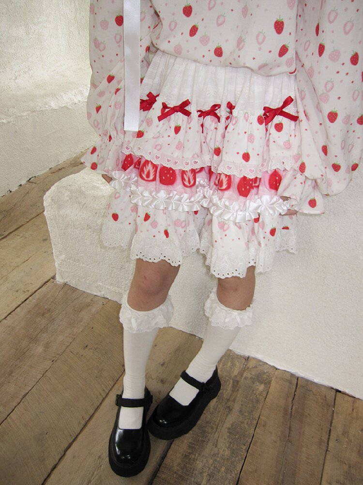 Cake Print Lace Bow Short Skirt【s0000018539】