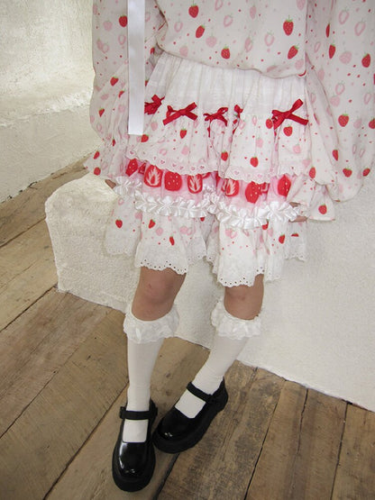 Cake Print Lace Bow Short Skirt【s0000018539】
