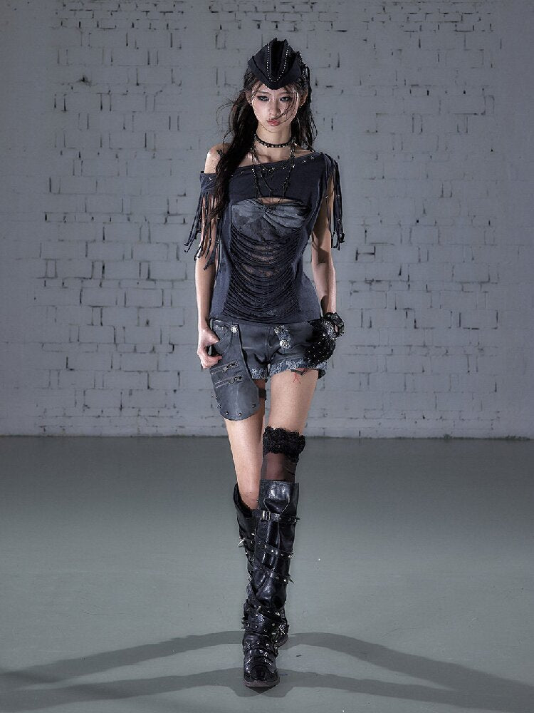 Lace Detachable Leather Shorts【s0000016210】