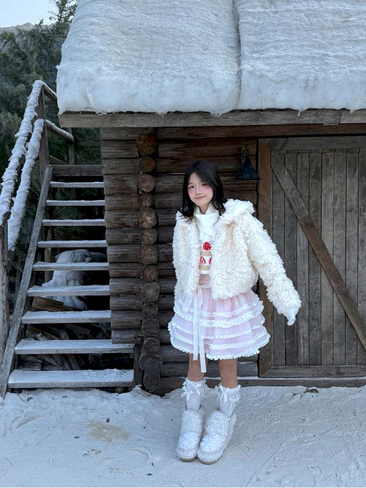 Strawberry Cake Jacquard Knit Scarf【s0000014943】