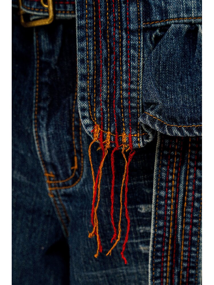 Vintage Denim Fringe Jacket Skirt【s0000016091】