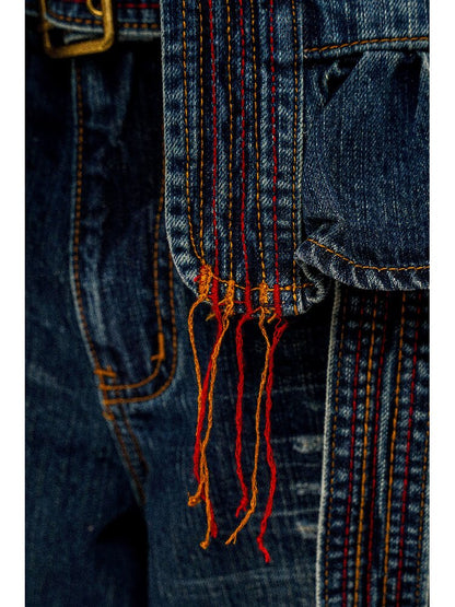 Vintage Denim Fringe Jacket Skirt【s0000016091】