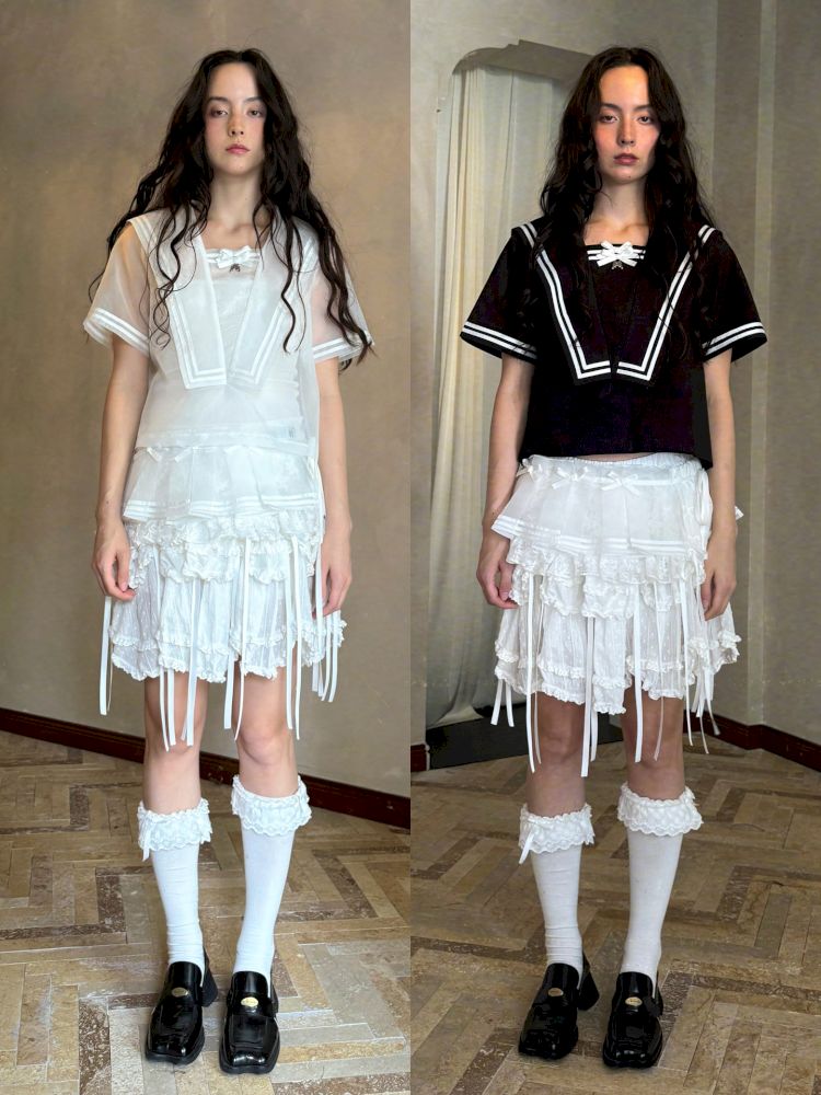 Double-layer bow-tie short skirt【s0000012764】