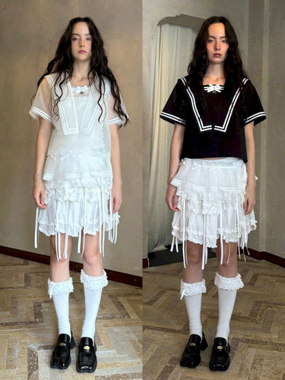 Double-layer bow-tie short skirt【s0000012764】