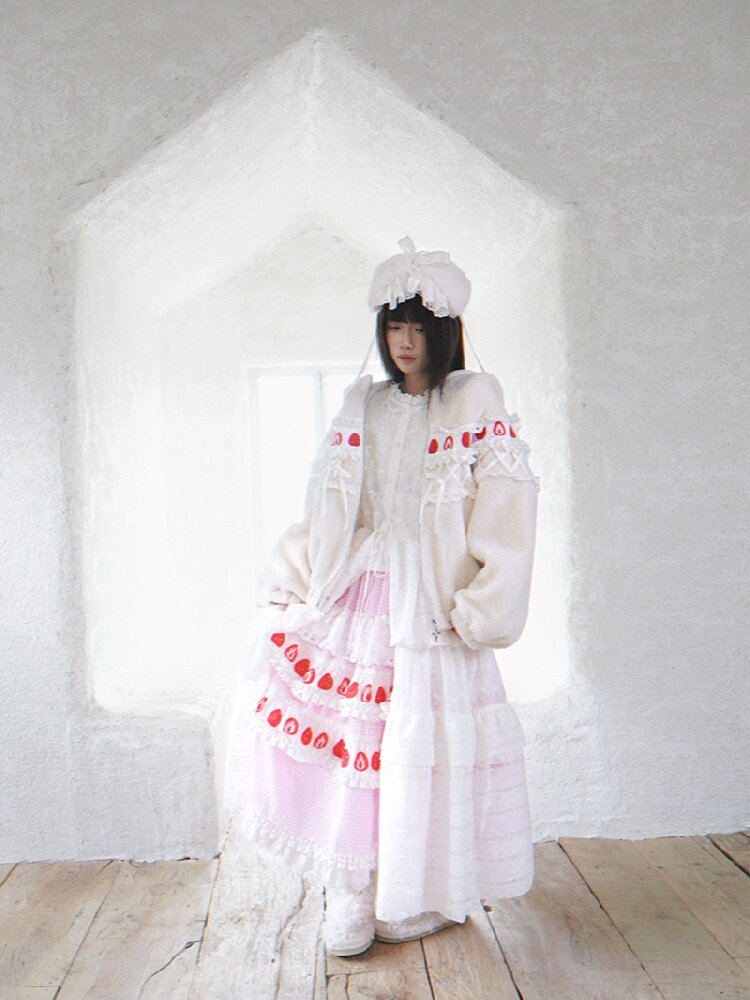 Cake Print Cut-Out Lace Bow Skirt【s0000018542】