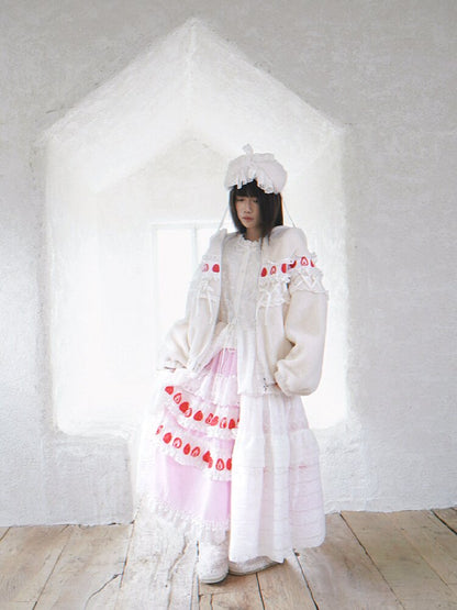 Cake Print Cut-Out Lace Bow Skirt【s0000018542】
