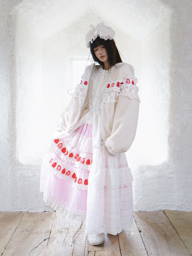 Cake Print Cut-Out Lace Bow Skirt【s0000018542】