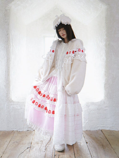 Cake Print Cut-Out Lace Bow Skirt【s0000018542】