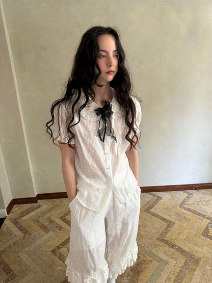 Cute bubble multi-layered lace bows pants【s0000012765】