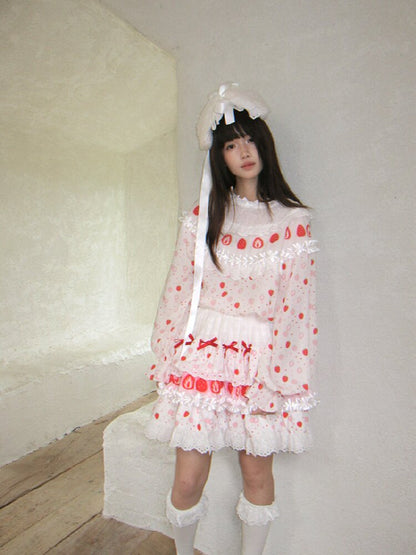 Cake Print Lace Bow Short Skirt【s0000018539】