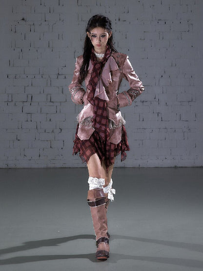 Streamer Snood Chiffon Leather Jacket【s0000015942】