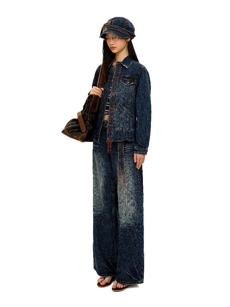 Vintage Denim Fringe Jacket Skirt【s0000016091】