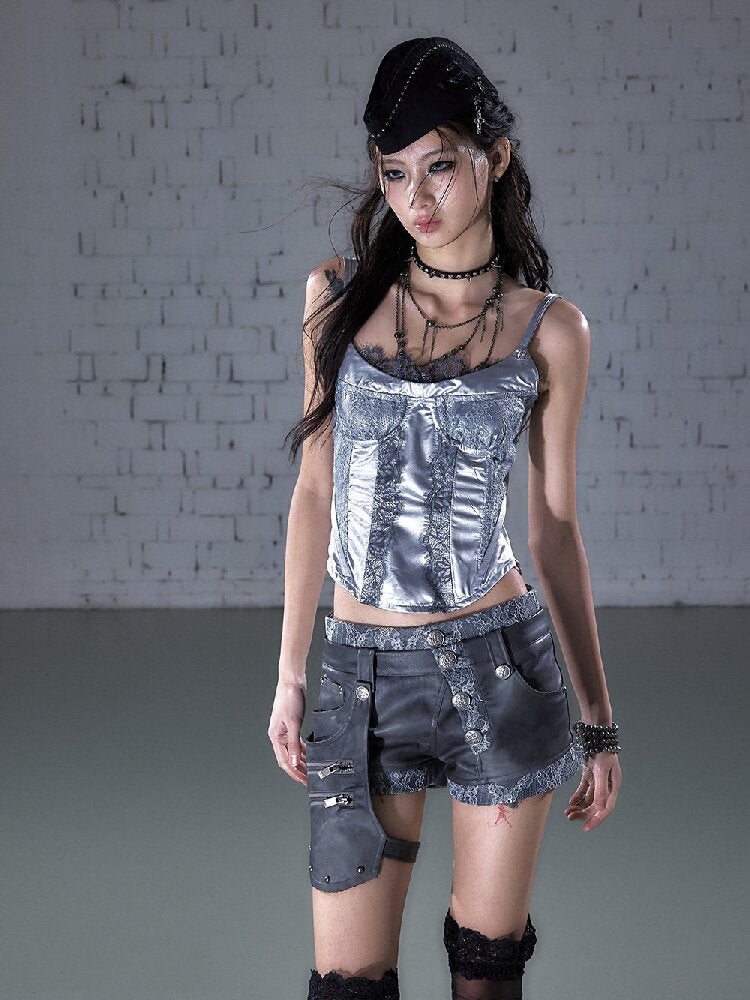 Lace Satin Fake Two Corset【s0000015936】