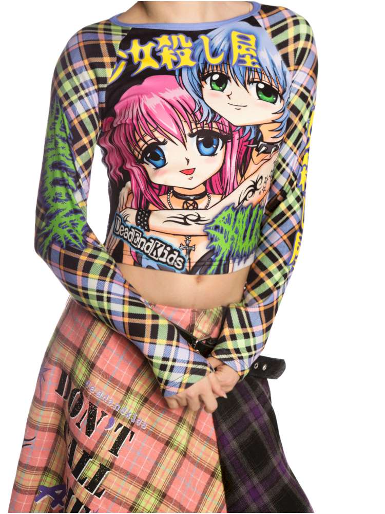 Sweet Cool Y2K Subculture Print Short Top【s0000014907】