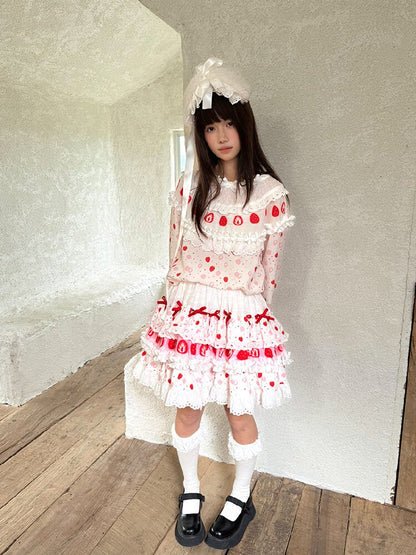 Cake Print Lace Bow Short Skirt【s0000018539】