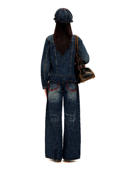 Vintage Denim Fringe Jacket Skirt【s0000016091】