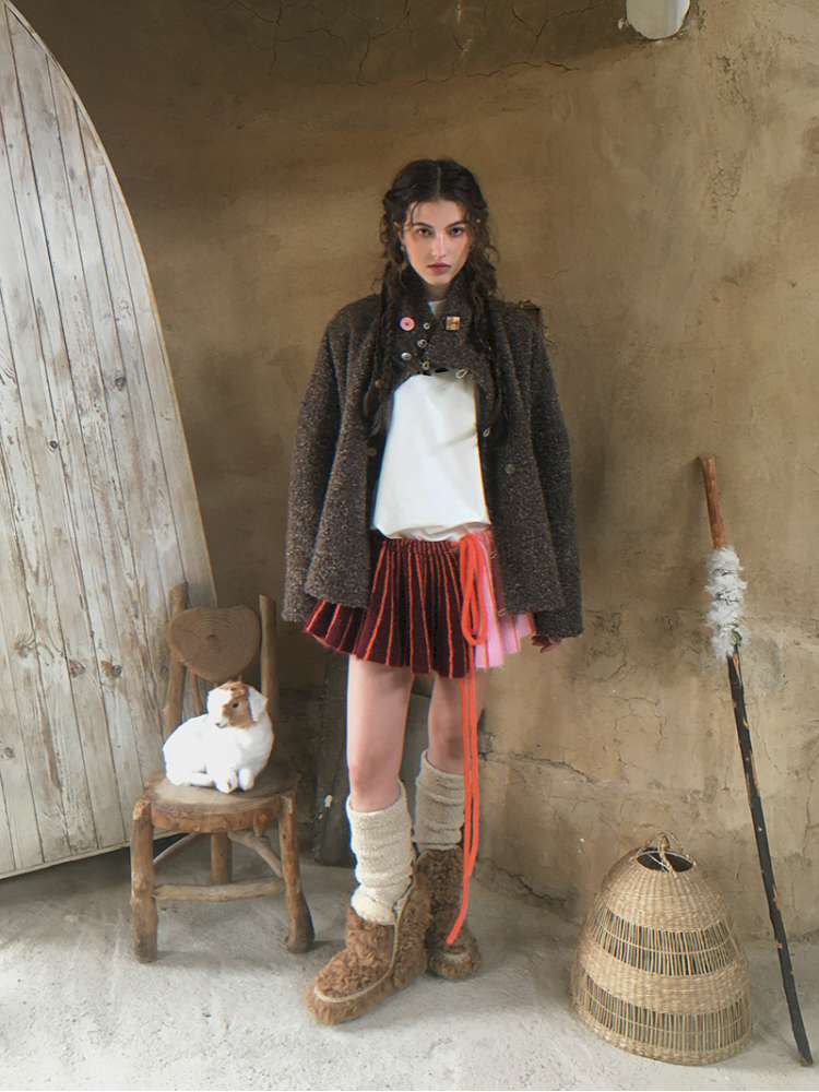 Brown Woolen Loose Button Coat【s0000014896】