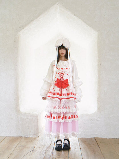 Cake Print Cut-Out Lace Bow Skirt【s0000018542】