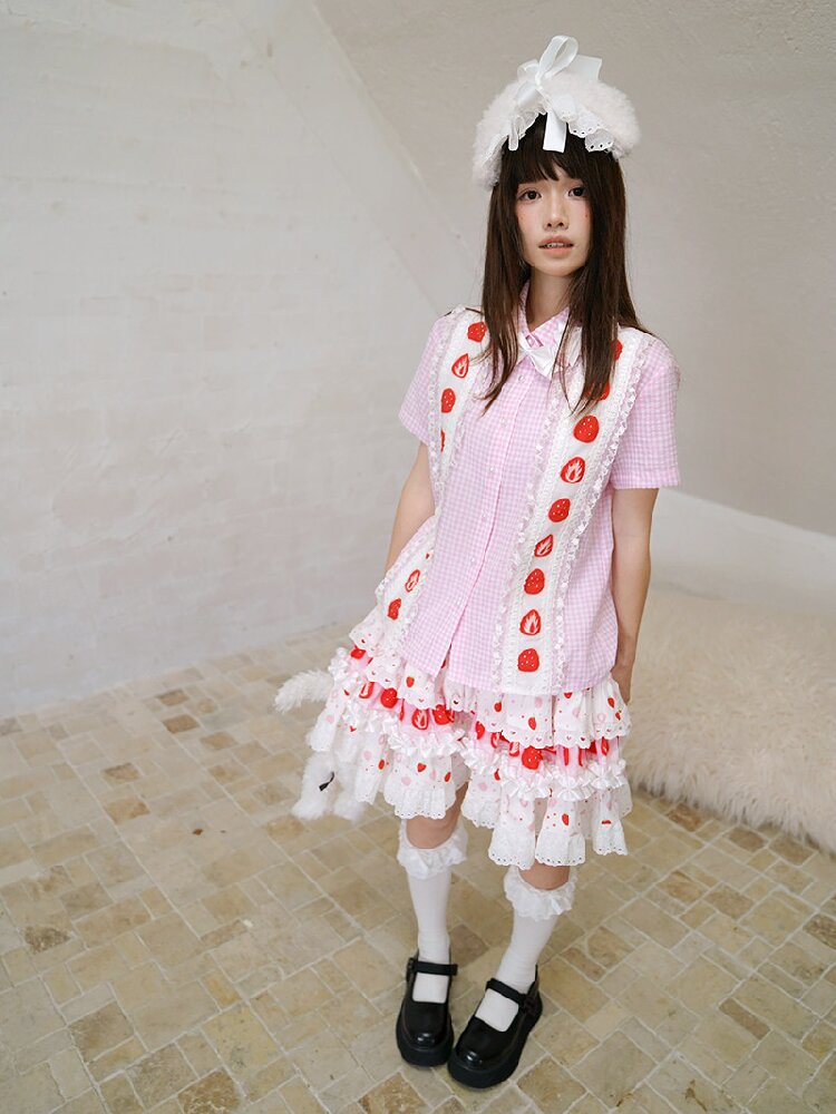 Cake Print Lace Bow Short Skirt【s0000018539】