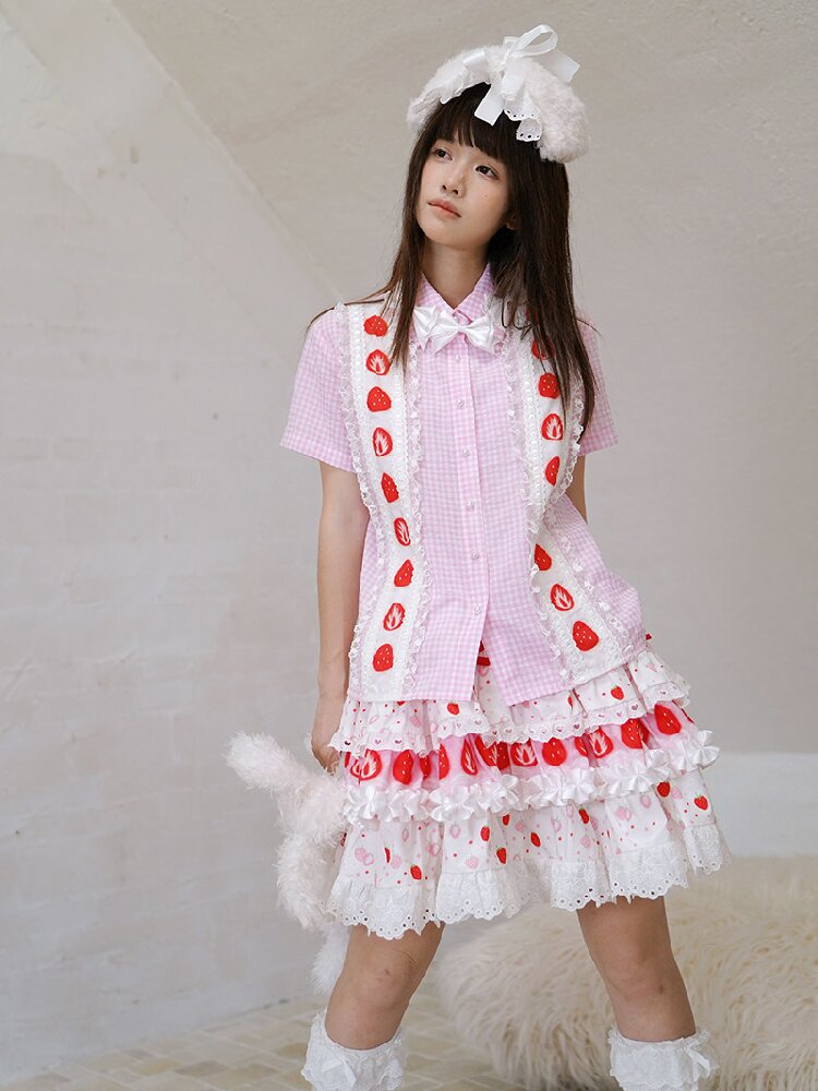 Cake Print Lace Bow Short Skirt【s0000018539】