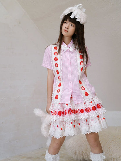 Cake Print Lace Bow Short Skirt【s0000018539】