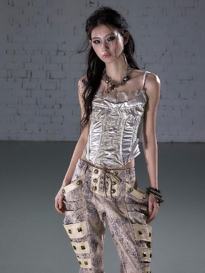 Lace Satin Fake Two Corset【s0000015936】