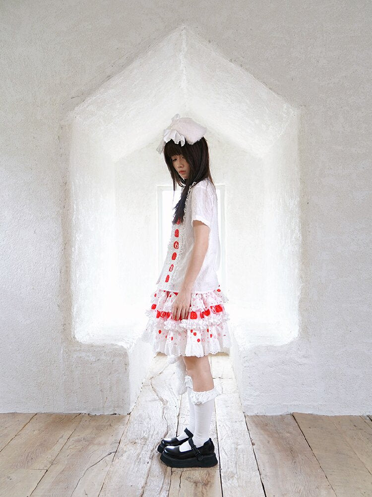 Plaid Lace Bow Short Sleeve Shirt【s0000018541】