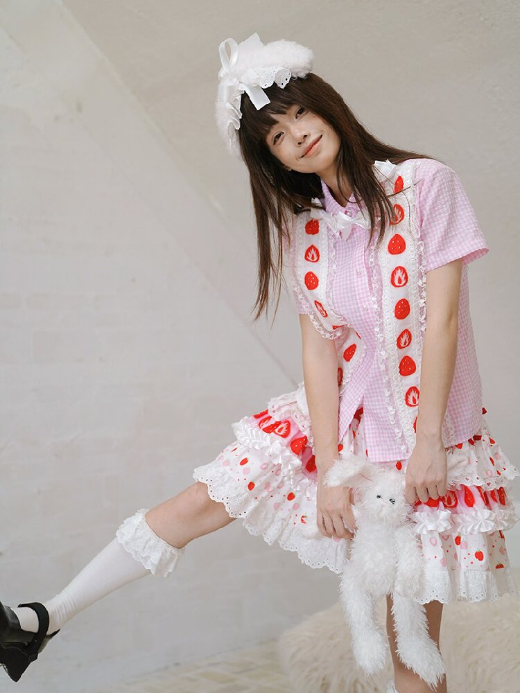 Cake Print Lace Bow Short Skirt【s0000018539】