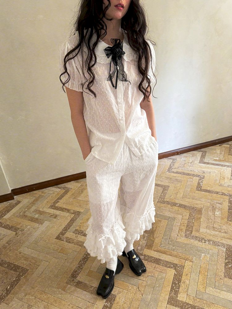 Cute bubble multi-layered lace bows pants【s0000012765】